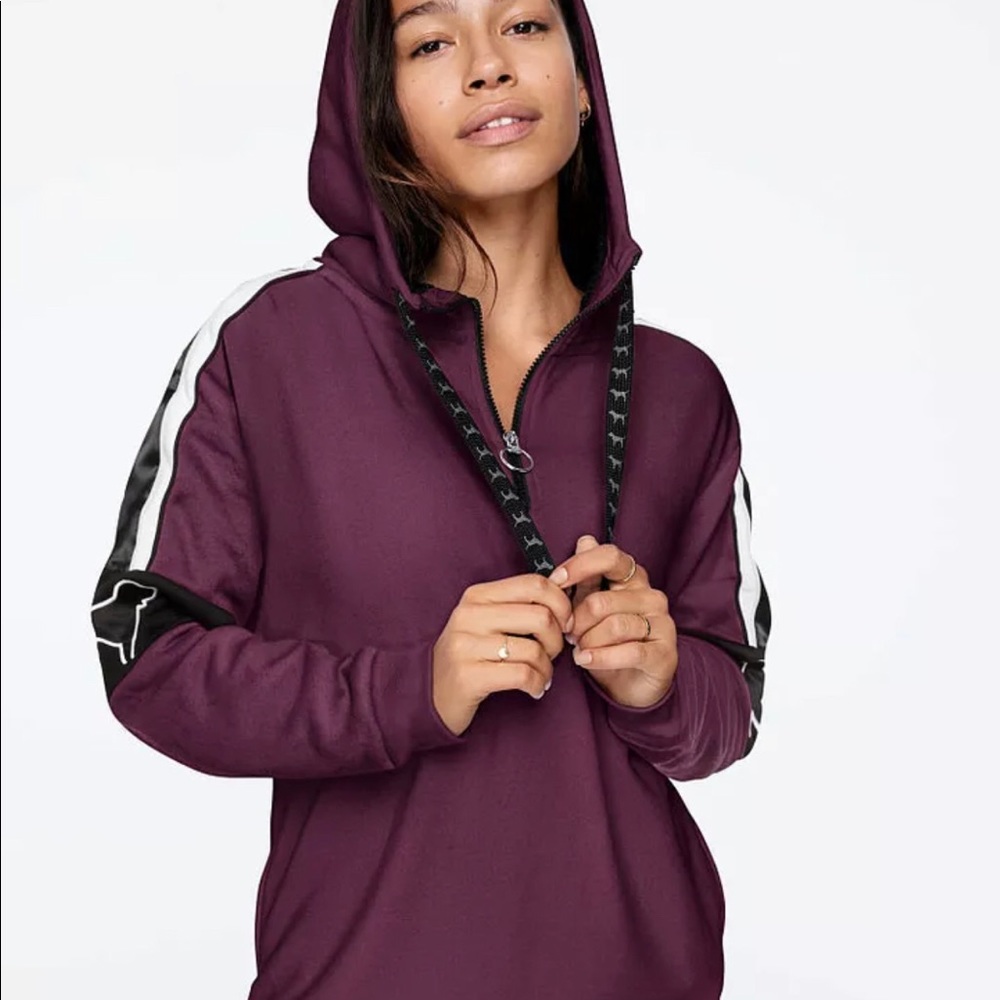 Victoria secret pink sherpa burgundy hoodie xs NWT